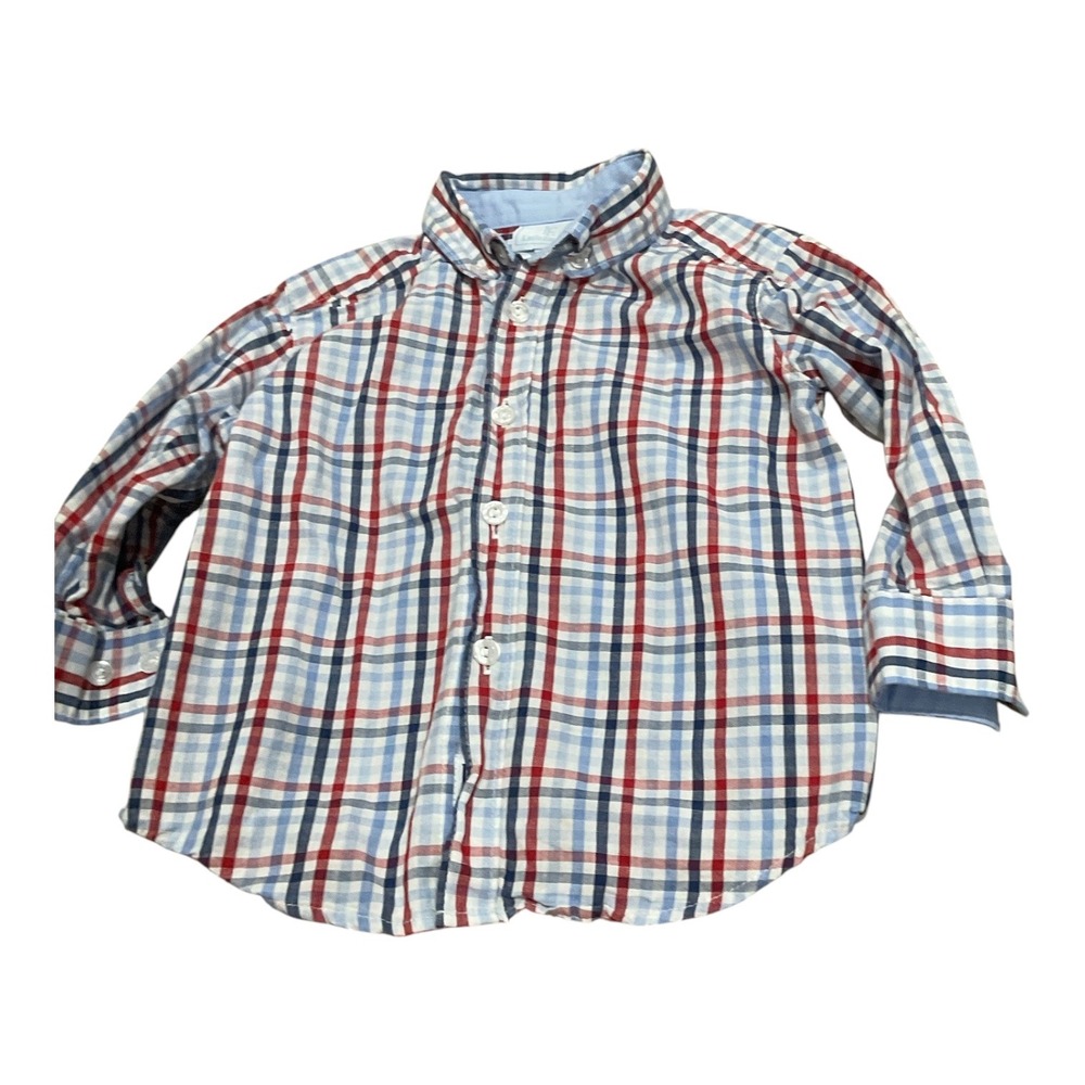 Little English Boys Red White Blue Plaid Button Down Shirt Long Sleeve 2T